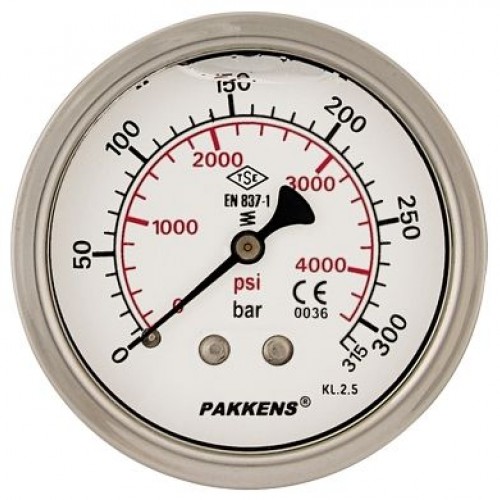 Merkez (arka) Bağlantılı 0-10 bar  (Ø 63 mm) Gliserinli Manometre