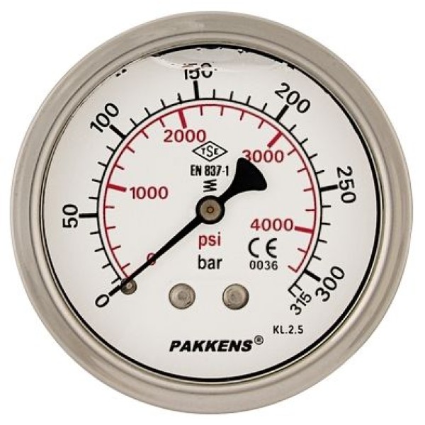 Merkez (arka) Bağlantılı 0-20 bar (Ø 63 mm) Gliserinli Manometre